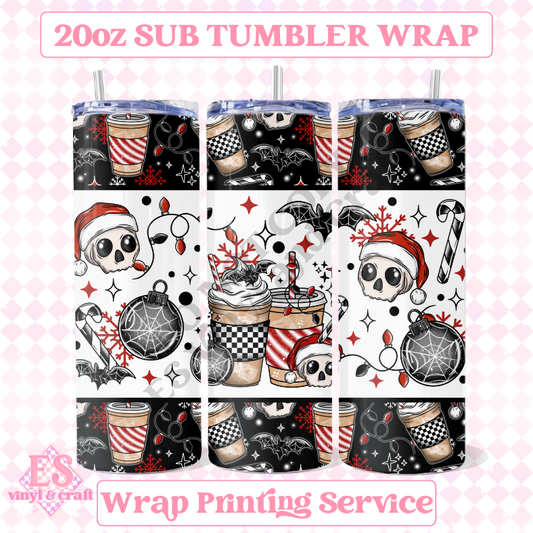 Spooky Christmas Coffee - Full 20oz Tumbler Sublimation Ready Print image 0
