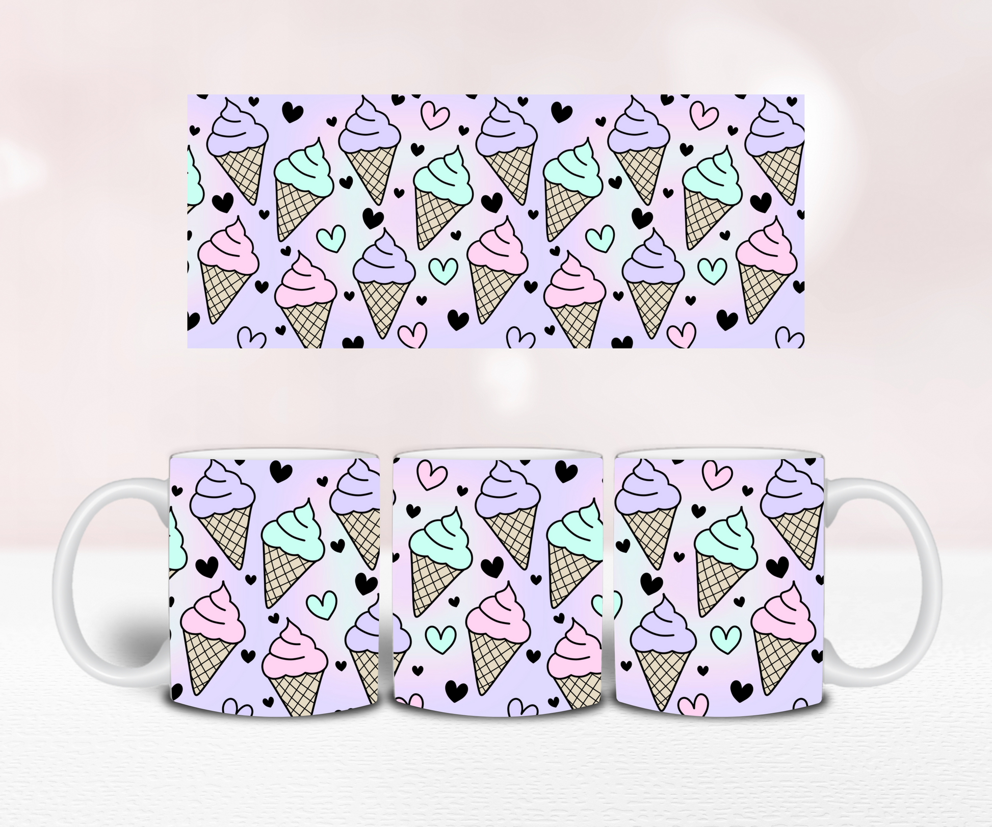 Ice Cream Seamless - Pre Printed Sublimation 11oz or 20oz Wrap image 1