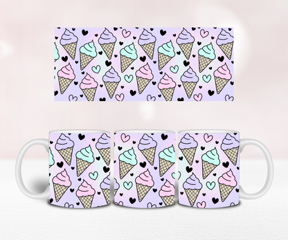 Ice Cream Seamless - Pre Printed Sublimation 11oz or 20oz Wrap image 1
