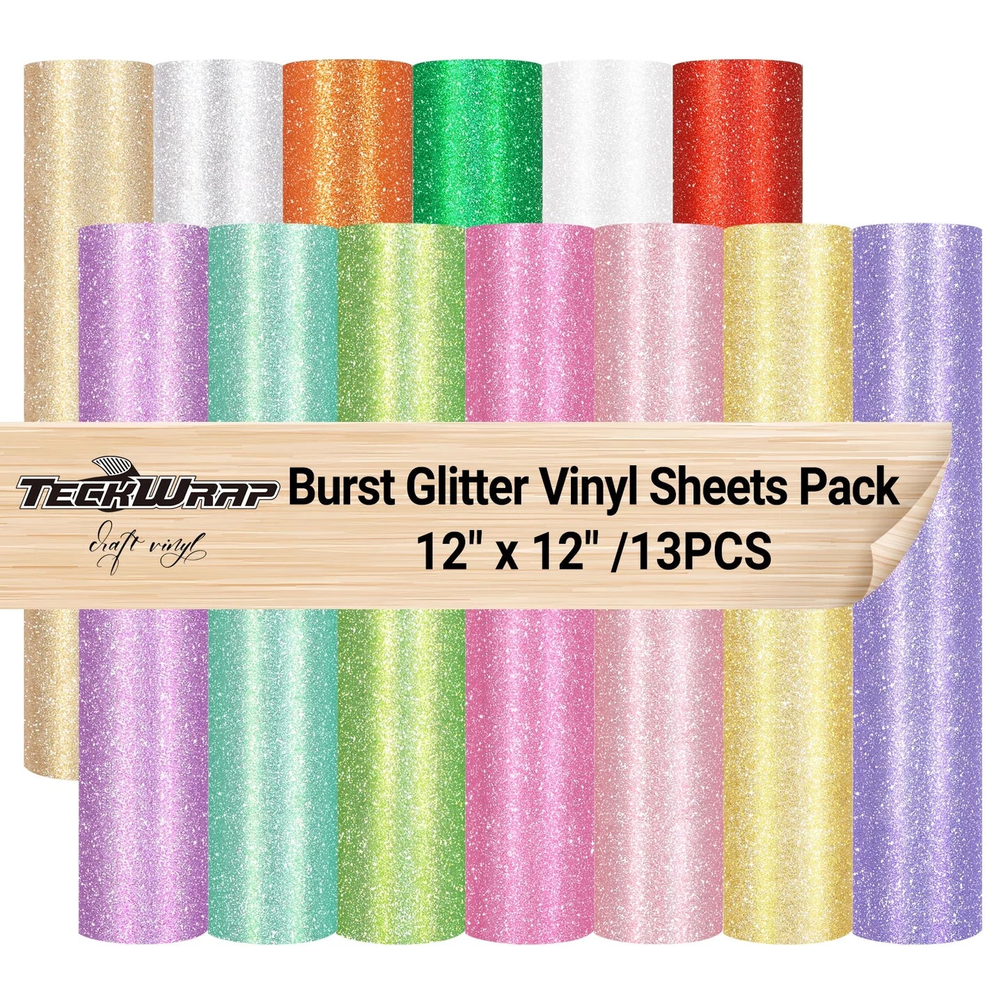 Teckwrap Burst Glitter Vinyl Sheet Pack (13 Sheets)