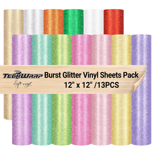Teckwrap Burst Glitter Vinyl Sheet Pack (13 Sheets)