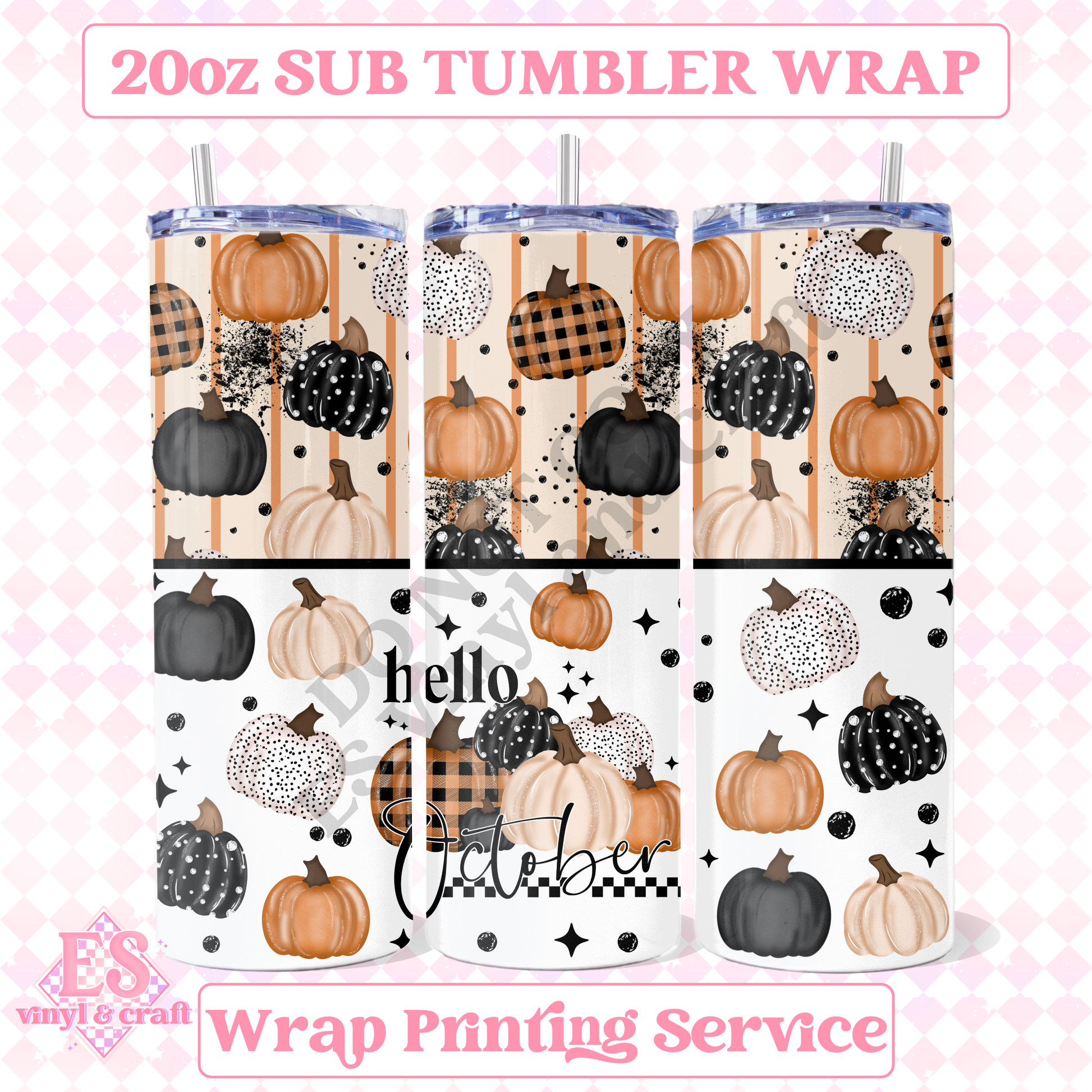 Hello October - Full 20oz Tumbler Sublimation Print image 0