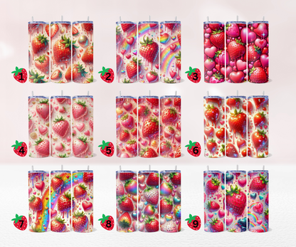 Strawberries - Full 20oz Tumbler Sublimation Ready To Print image 0