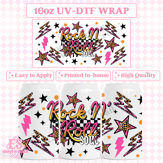 Rock N Roll - 16oz Beer Can / Libbey UV-DTF Transfer image 0