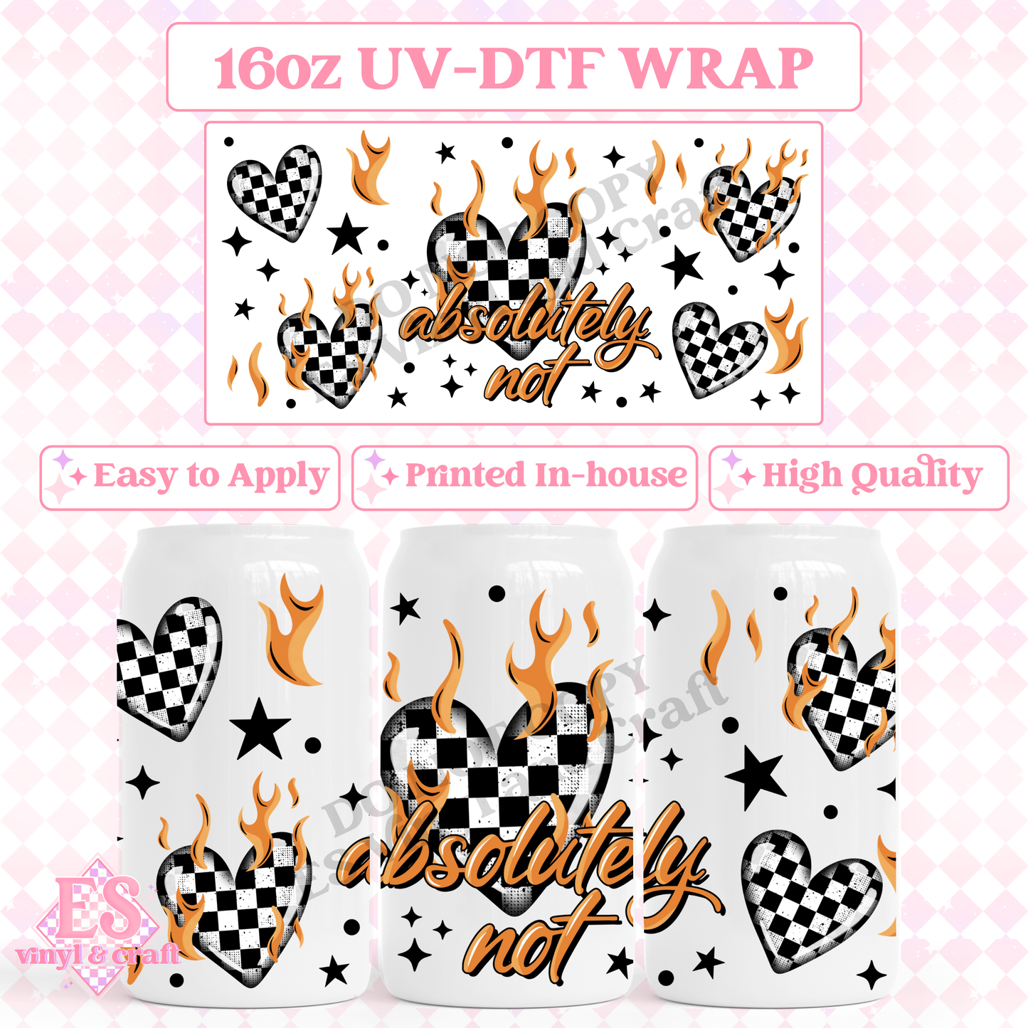 Absolutely Not - 16oz Beer Can / Libbey UV-DTF Transfer image 0