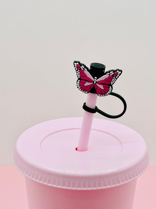 Straw Topper - Pink Butterfly image 0