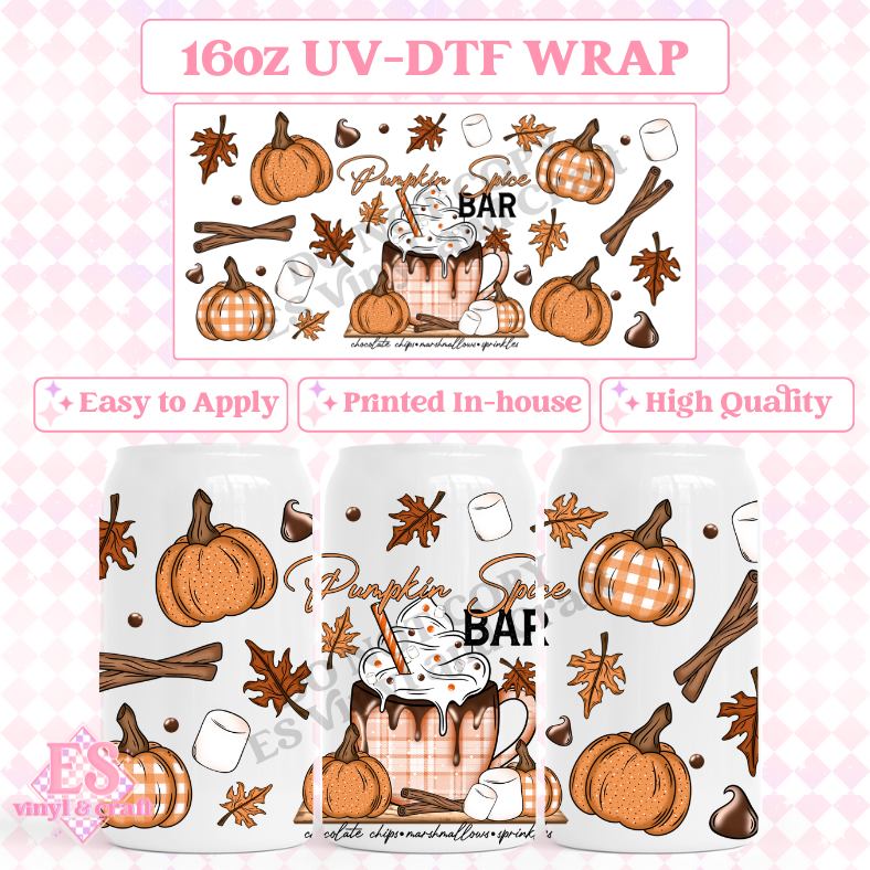 Pumpkin Spice Bar - 16oz Beer Can / Libbey UV-DTF Transfers image 0