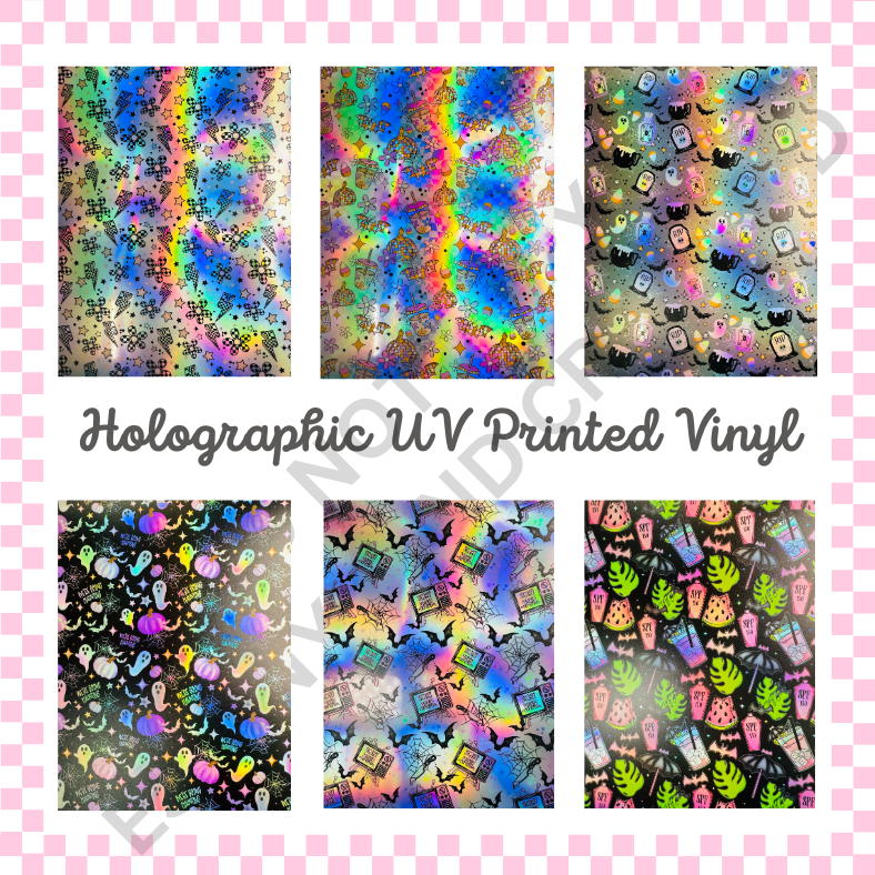 UV Printed Holographic Teckwrap Permanent Vinyl - A4 or 12" x 12" Sheet image 0
