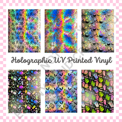 UV Printed Holographic Teckwrap Permanent Vinyl - A4 or 12" x 12" Sheet image 0