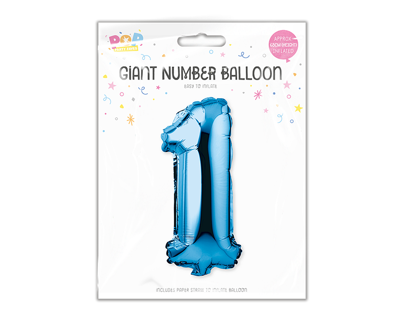 Blue Foil Number Balloon 65cm image 1