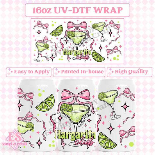 Margarita Club - 16oz Beer Can / Libbey UV-DTF Transfer image 0