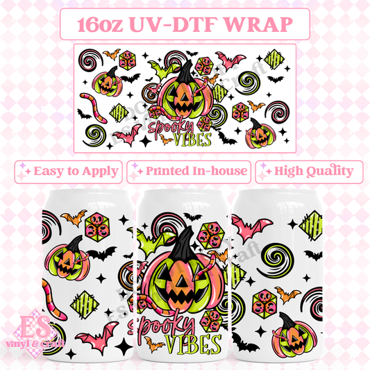 Spooky Vibes - 16oz Beer Can / Libbey UV-DTF Transfer image 0