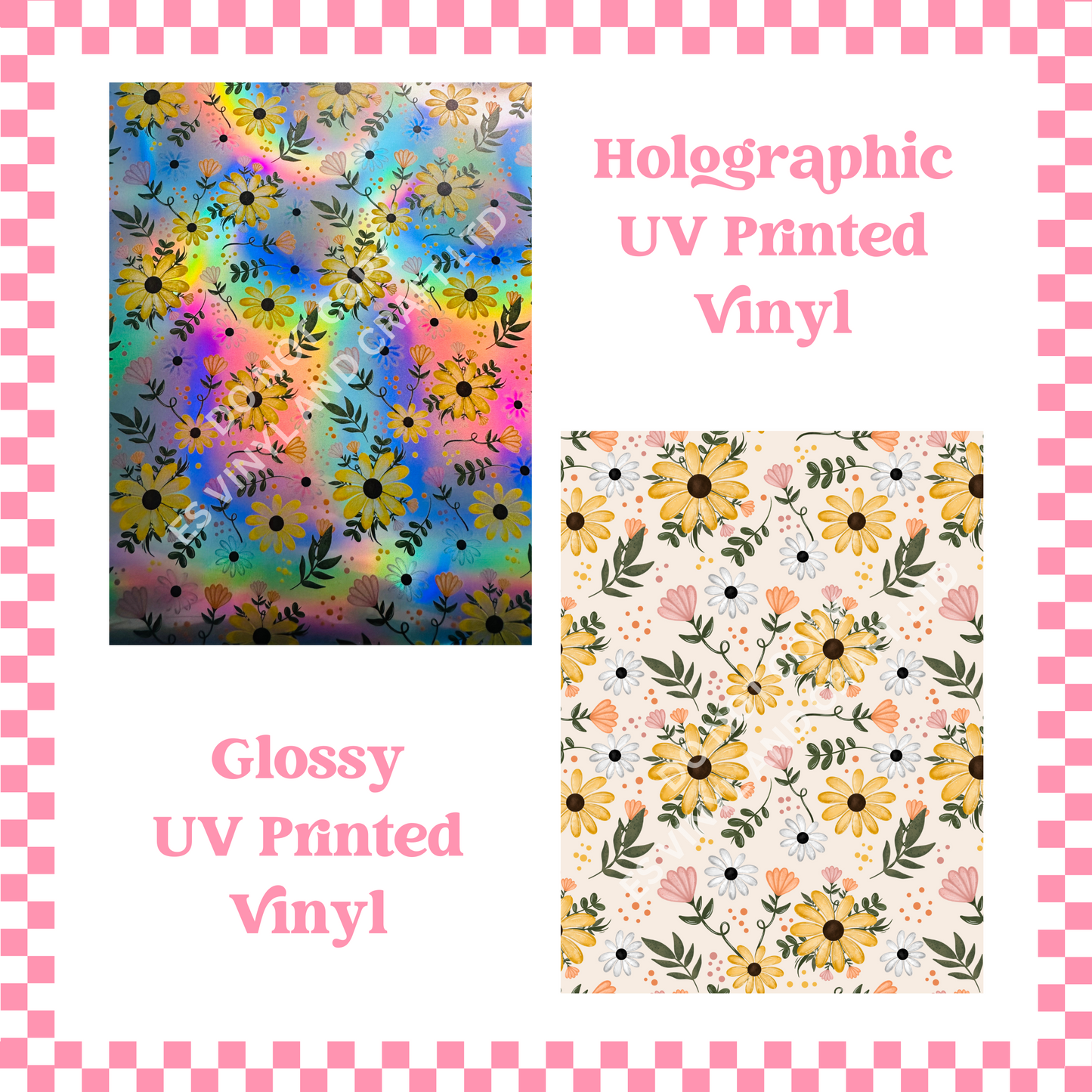 Floral - Holographic or Normal Printed Vinyl (A4 or 12" x 12" Sheet) image 0