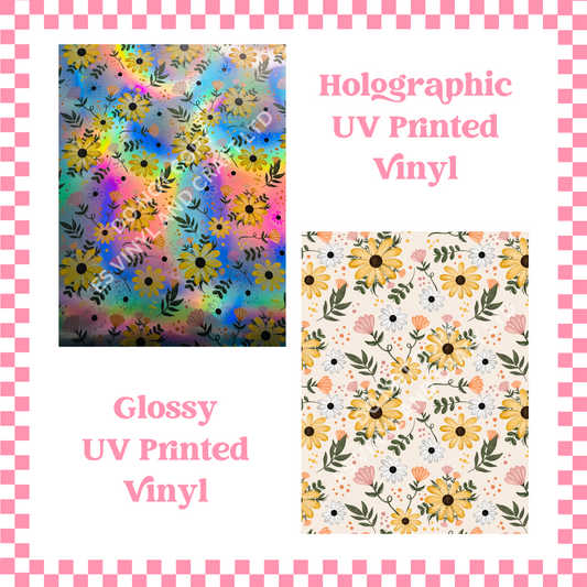 Floral - Holographic or Normal Printed Vinyl (A4 or 12" x 12" Sheet) image 0