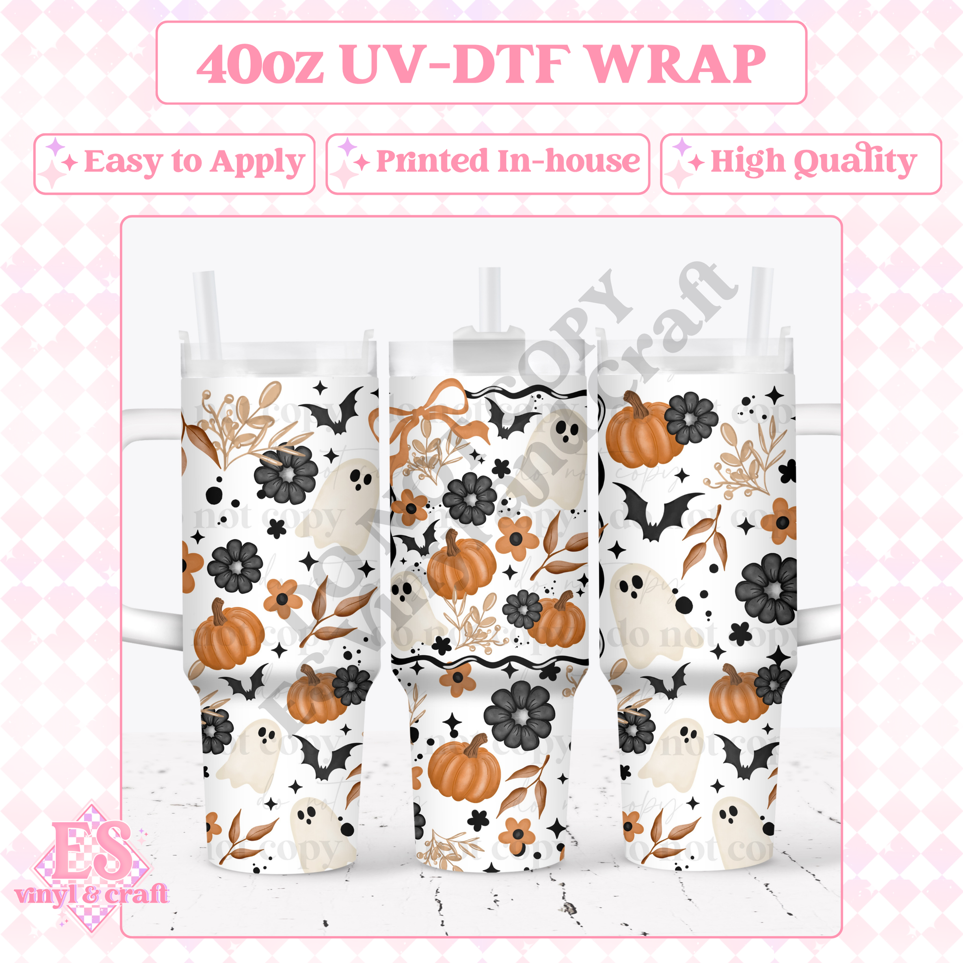 Autumn Frame - 40oz Tumbler Wraps - UV-DTF (2 Wraps - Top & Bottom) image 0