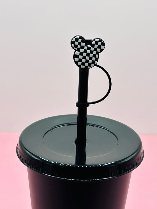 Straw Topper - Chequered Mouse Ears image 0