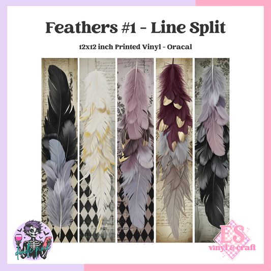 Feathers #1 - Line Split 12" x 12" Printed Vinyl image 0