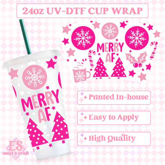 Merry AF - UVDTF 24oz Cold Cup Wrap image 0