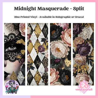 Midnight Masquerade Split - 20oz Printed Tumbler Self Adhesive Vinyl image 0
