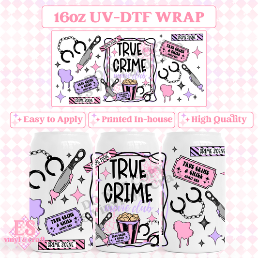True Crime Movie Club - 16oz Beer Can / Libbey UV-DTF Transfer image 0