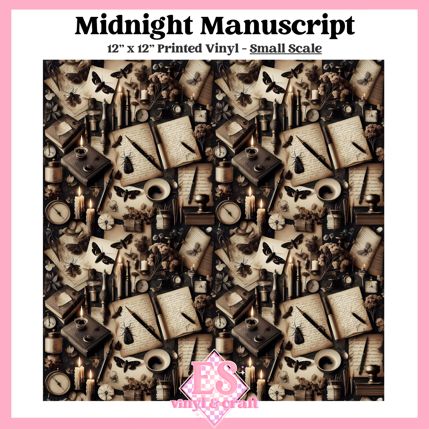Midnight Manuscript - Small or Large Scale Options - 12" x 12" Sheet image 1