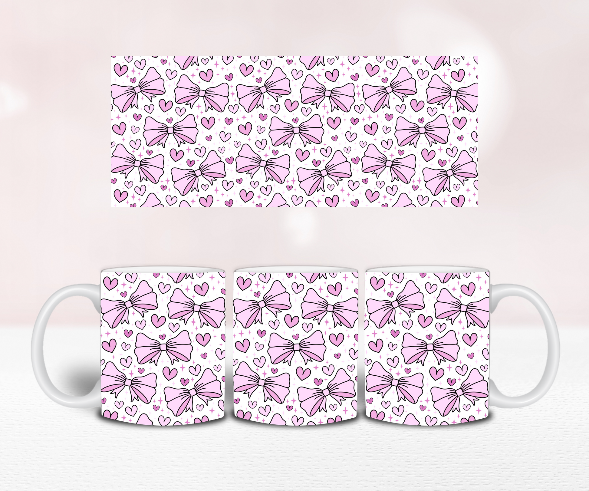 Bows Seamless - Pre Printed Sublimation 11oz or 20oz Wrap image 1