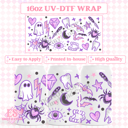 Spooky Tattoos - 16oz Beer Can / Libbey UV-DTF Transfer image 0