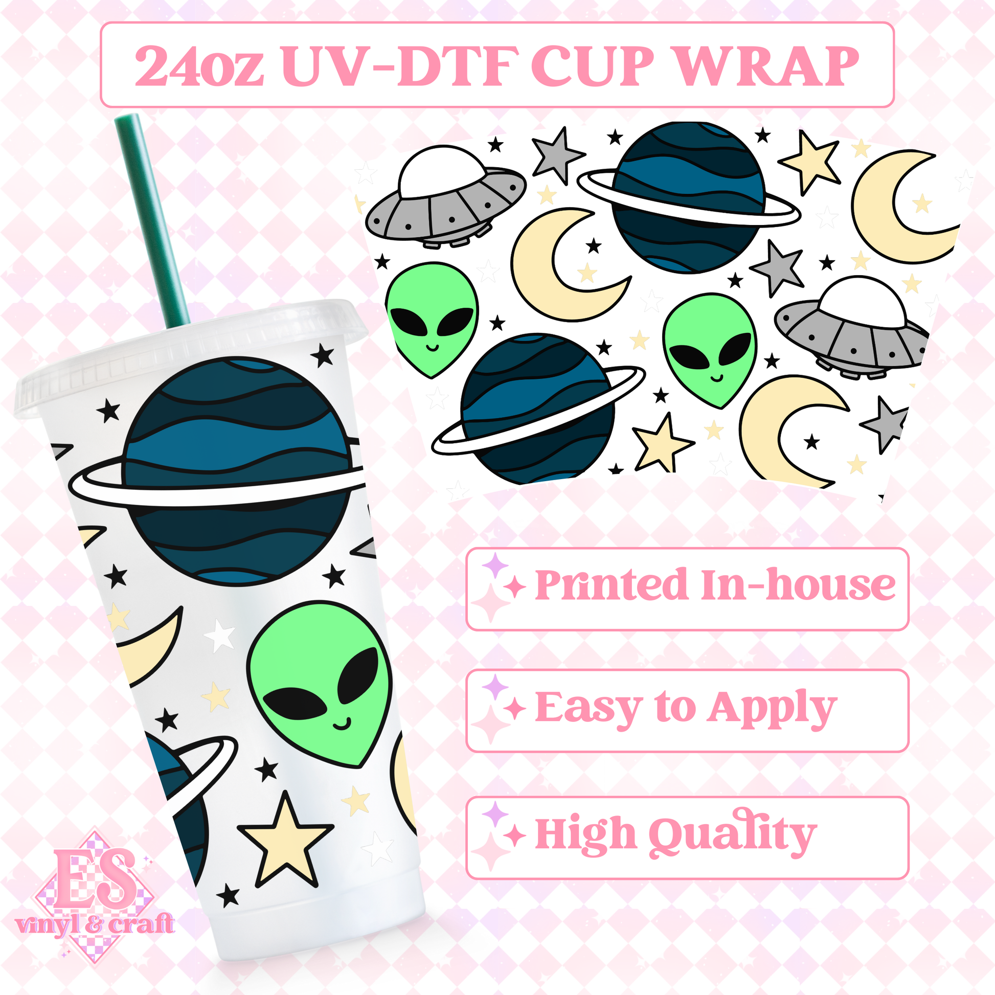 Space - UVDTF 24oz Cold Cup Wrap image 0