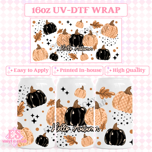 Hello Autumn - 16oz Beer Can / Libbey UV-DTF Transfer image 0