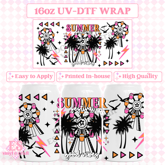 Summer Festival - 16oz Beer Can / Libbey UV-DTF Transfer image 0