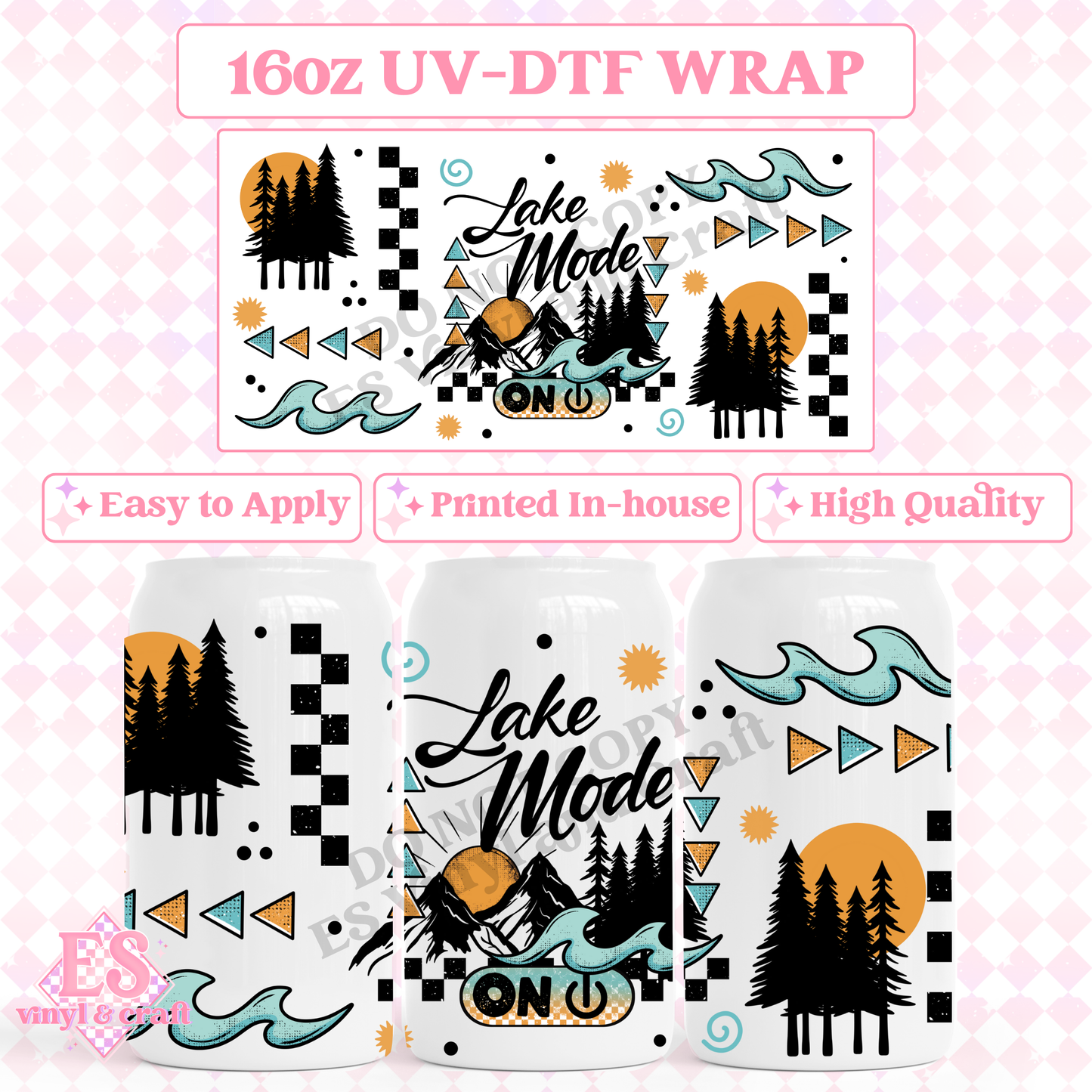 Lake Mode - 16oz Beer Can / Libbey UV-DTF Transfer image 0