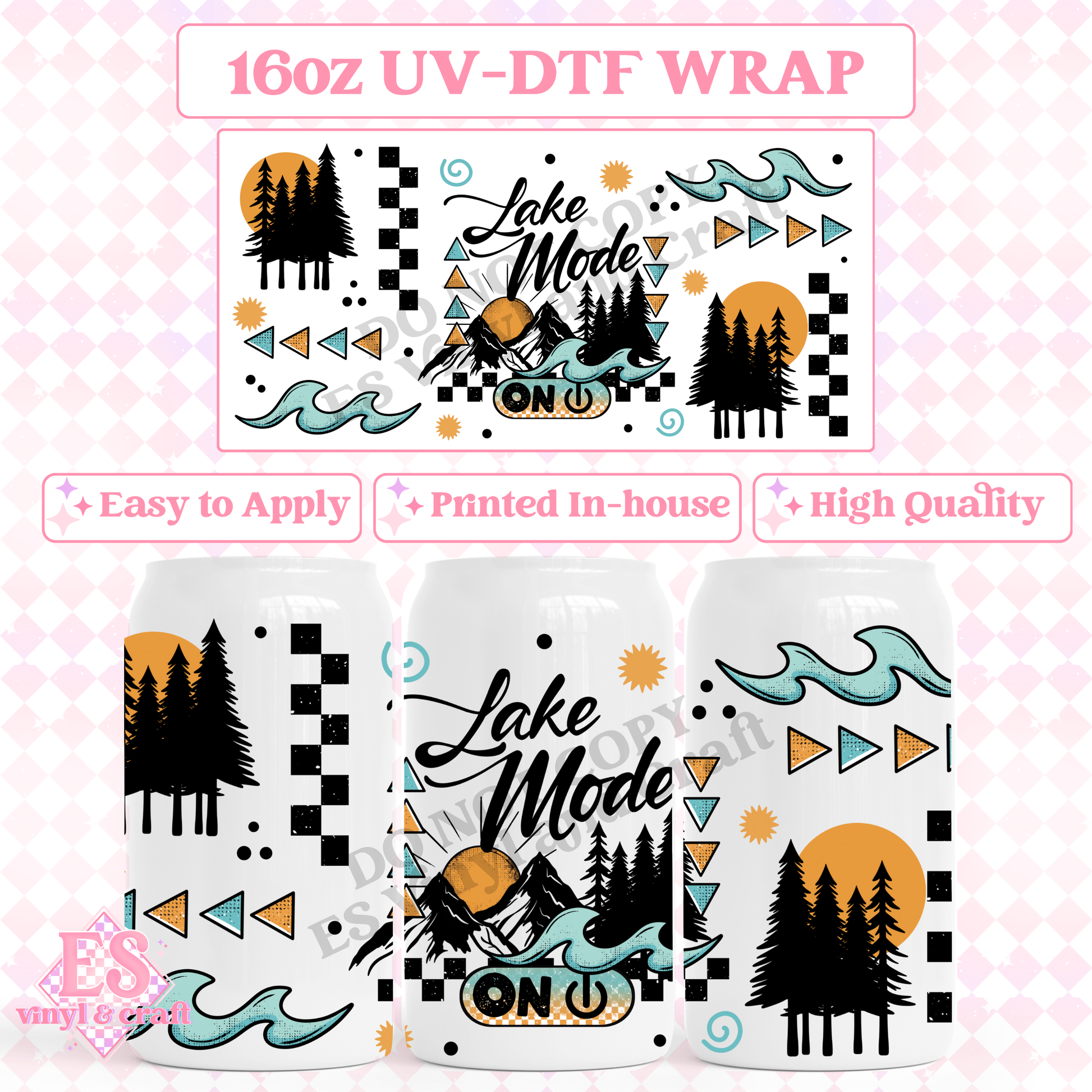Lake Mode - 16oz Beer Can / Libbey UV-DTF Transfer image 0