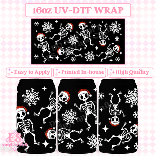 Christmas Skellies - 16oz Beer Can / Libbey UV-DTF image 0