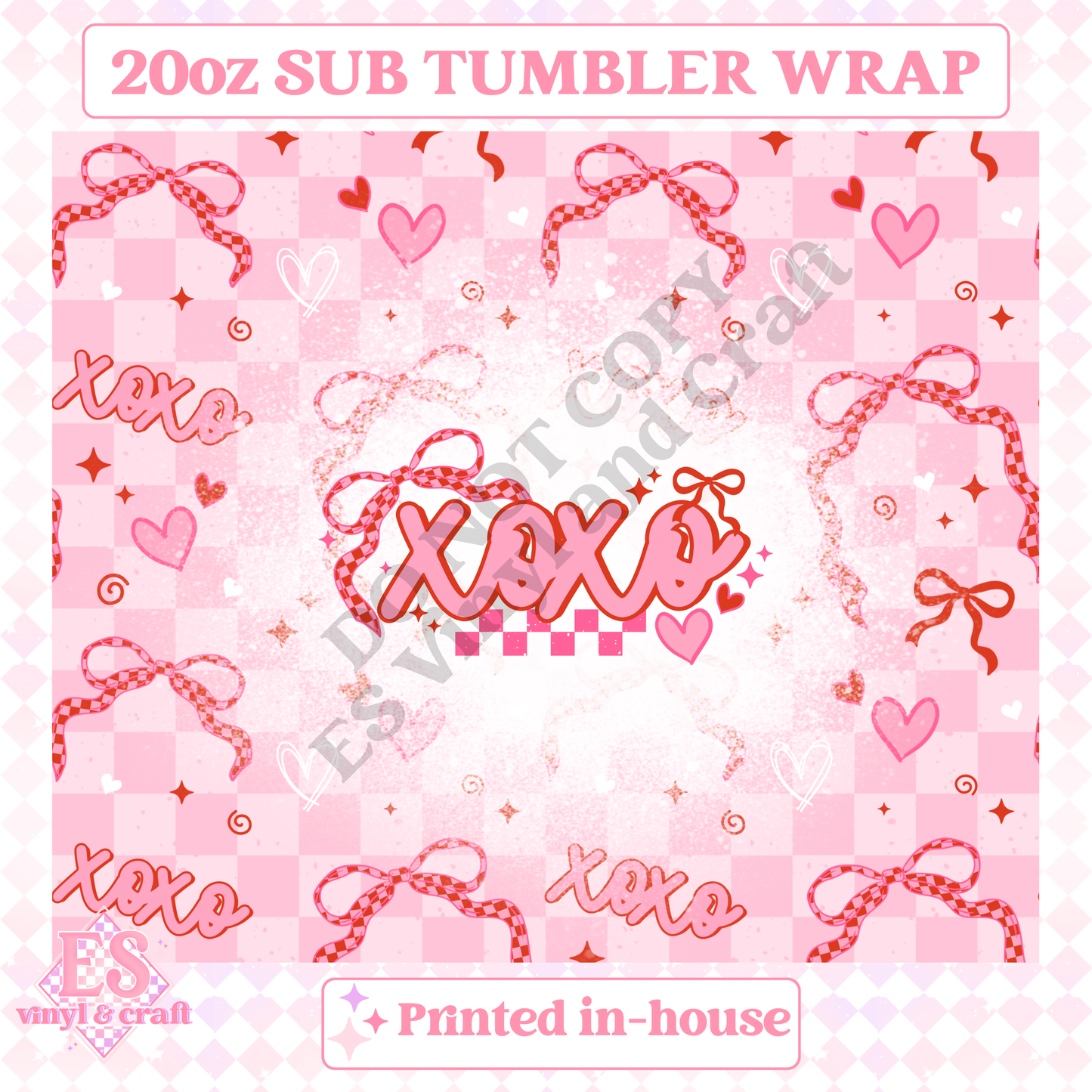 XOXO Coquette - Full 20oz Tumbler Sublimation Print image 1