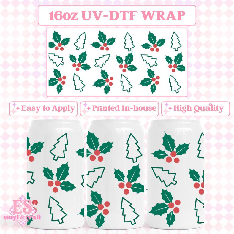 Christmas - 16oz Beer Can / Libbey UV-DTF Transfers image 4