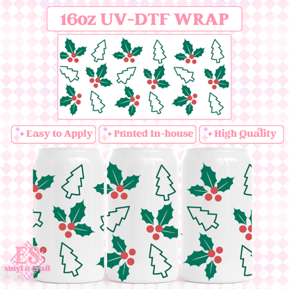 Christmas - 16oz Beer Can / Libbey UV-DTF Transfers image 4