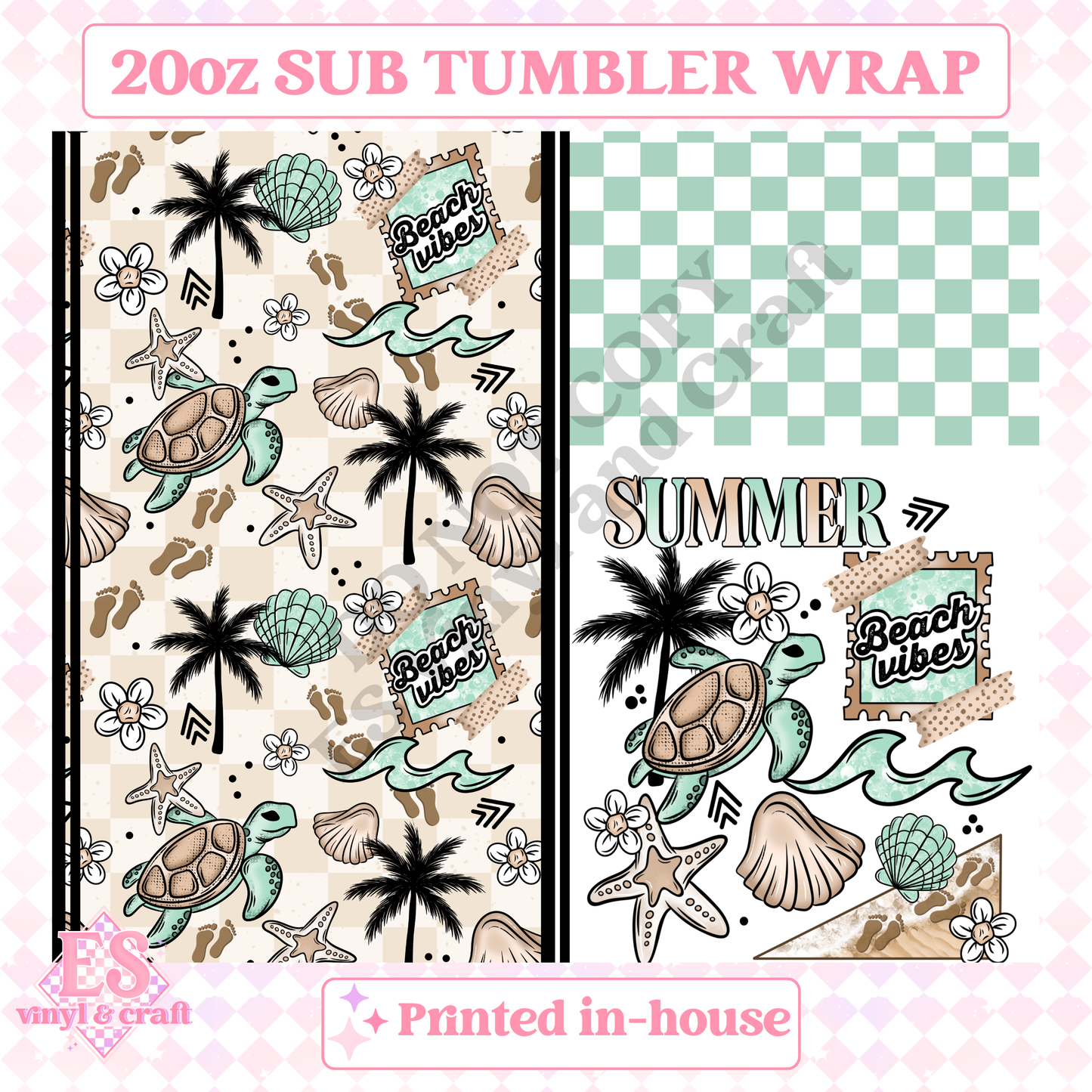 Summer Beach Vibes - Full 20oz Tumbler Sublimation Print image 1
