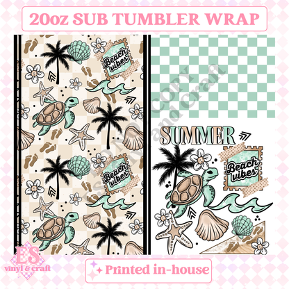 Summer Beach Vibes - Full 20oz Tumbler Sublimation Print image 1