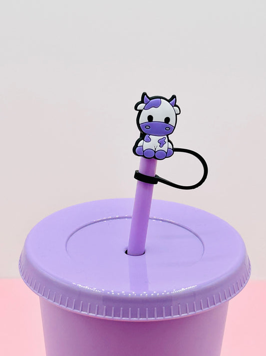 Straw Topper - Lilac and White Cow image 0