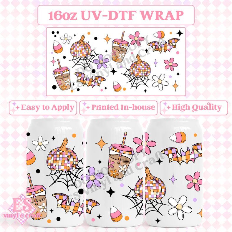 Retro Halloween - 16oz Beer Can / Libbey UV-DTF Transfers image 0