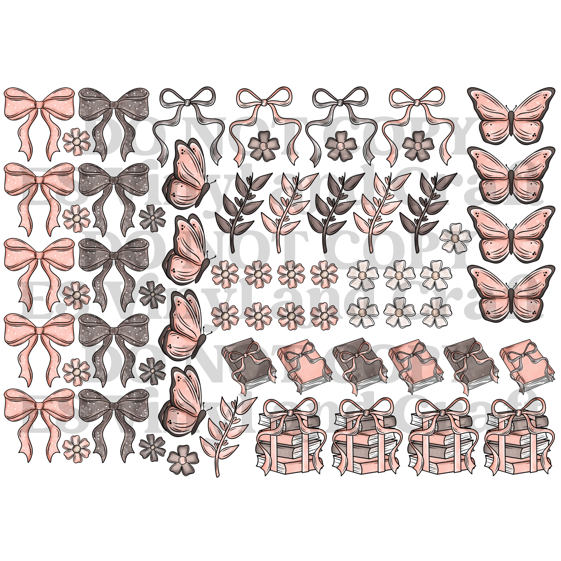 Bows and Books - UVDTF (A4 Sheet) 210mm x 300mm image 1
