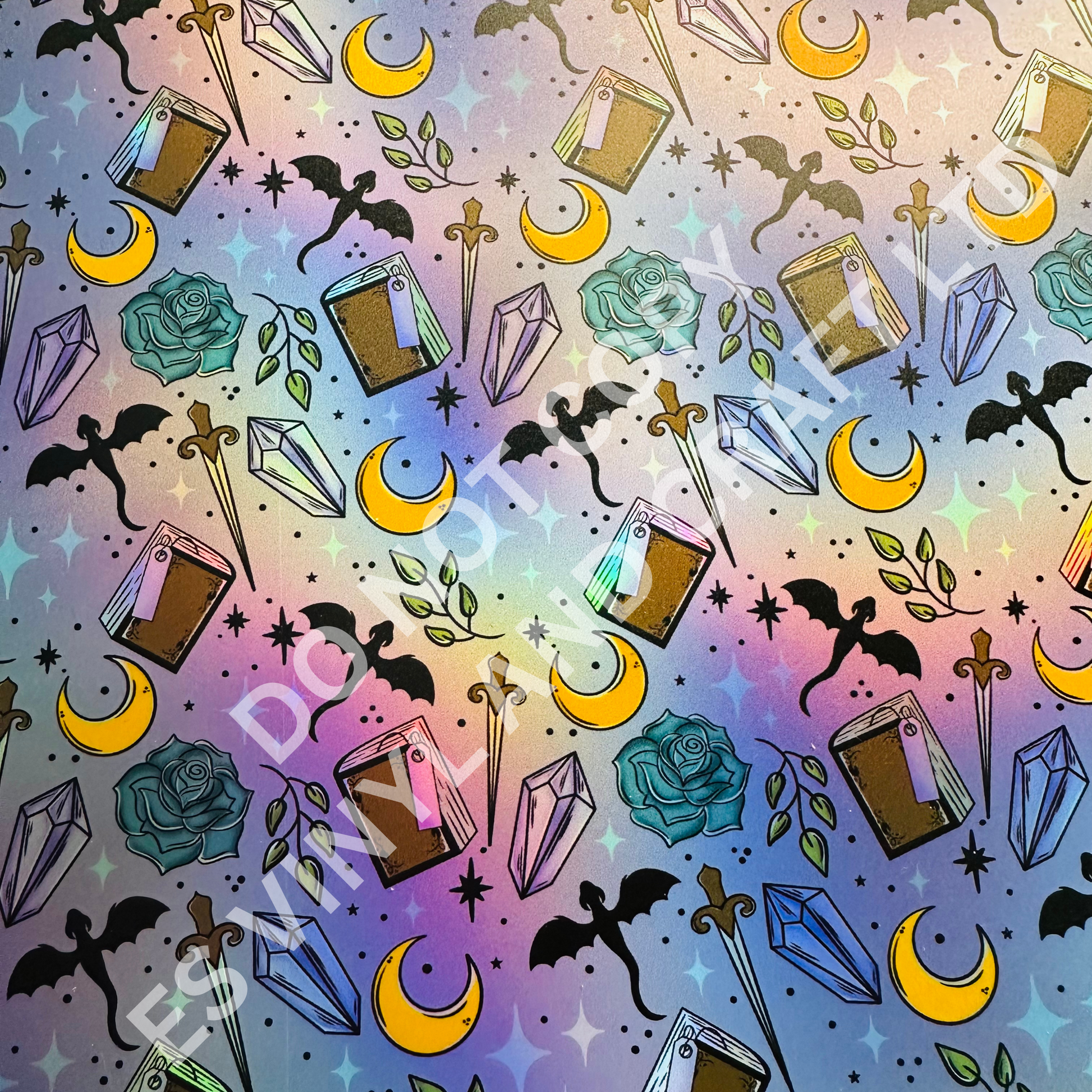 Fantasy Reader - Holographic or Normal Printed Vinyl (A4 or 12" x 12" Sheet) image 1