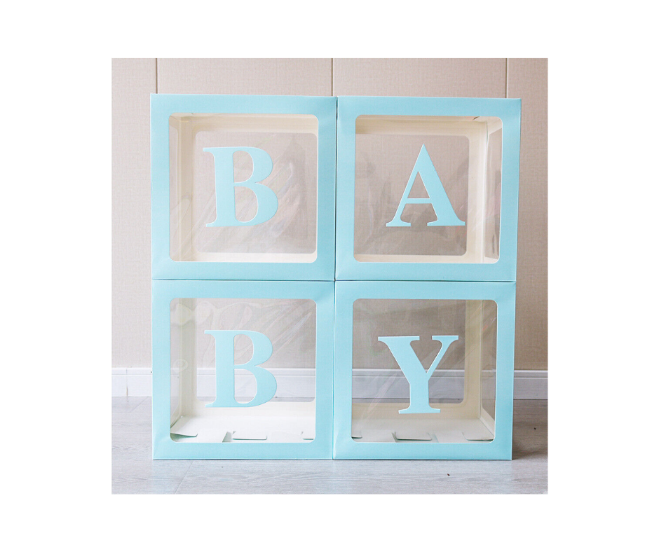 Blue Balloon Box - Clear or Set of 4 with the option of Baby image 0