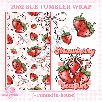 Strawberry Season - Full 20oz Tumbler Sublimation Print image 1