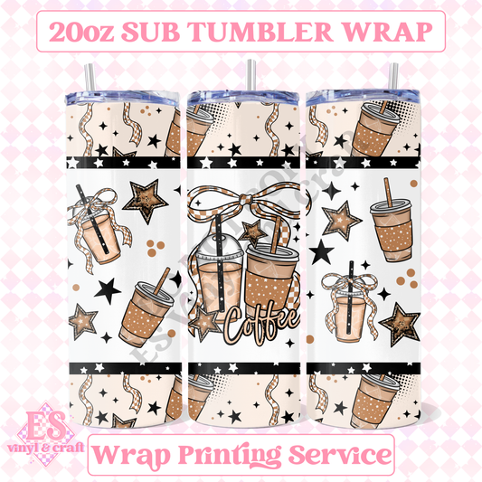 Coffee Bow - Full 20oz Tumbler Sublimation Print image 0