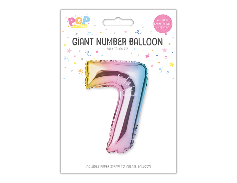Multicoloured Foil Number Balloon 65cm image 7