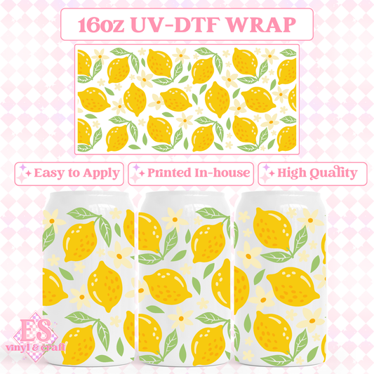 Juicy Lemons - 16oz Beer Can / Libbey UV-DTF Trans image 0