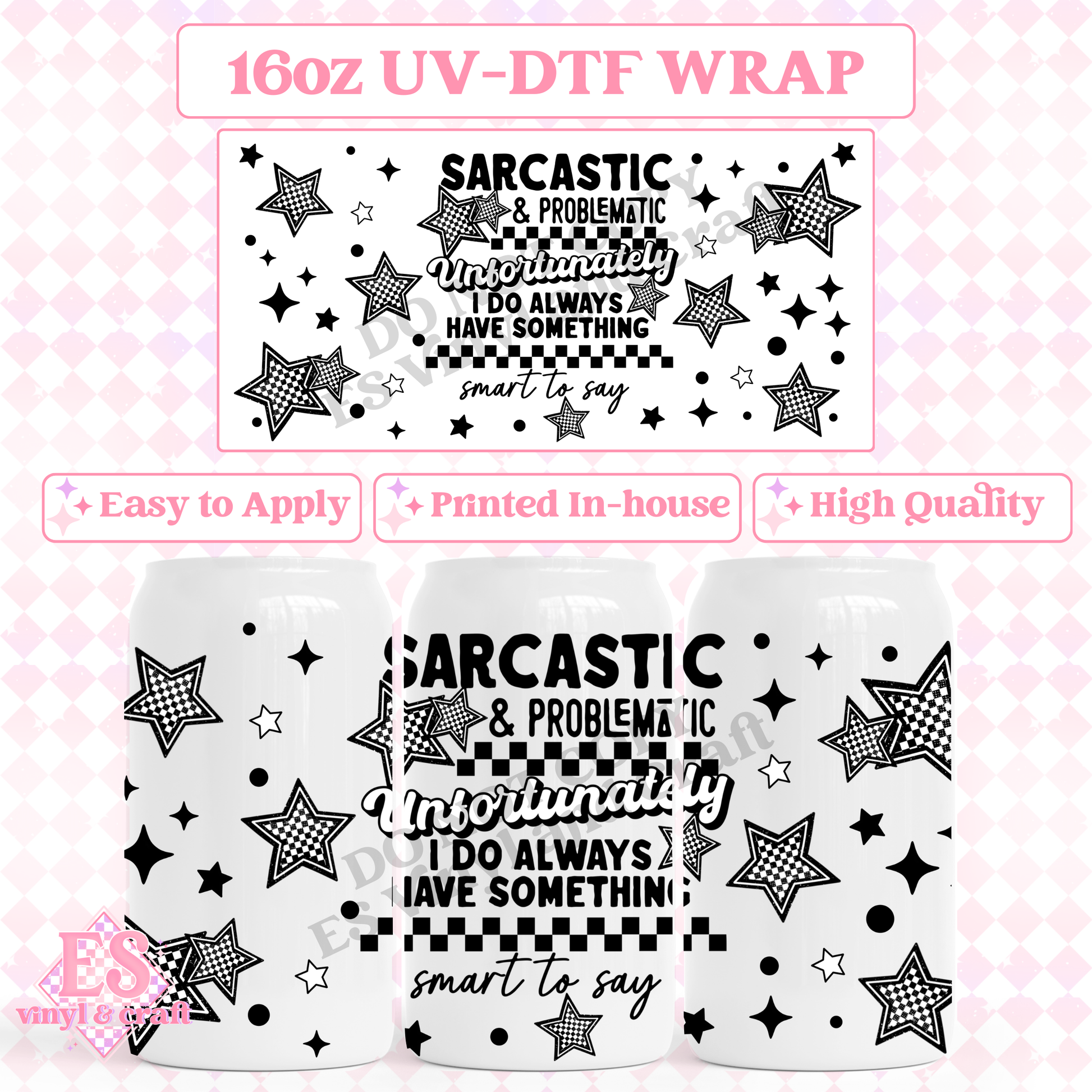 Sarcastic - 16oz Beer Can / Libbey UV-DTF Transfer image 0