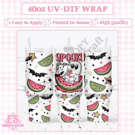 Spooky Ghoul Summer - 40oz Tumbler Wraps - UV-DTF (2 Wraps - Top and Bo image 0