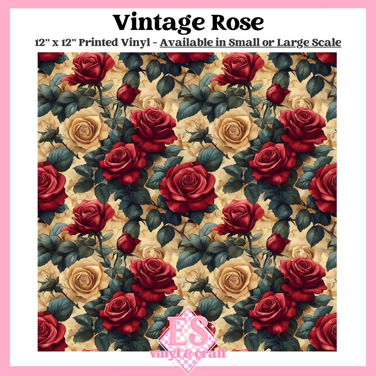 Vintage Rose - Small or Large Scale Options - 12" x 12" Sheet image 0